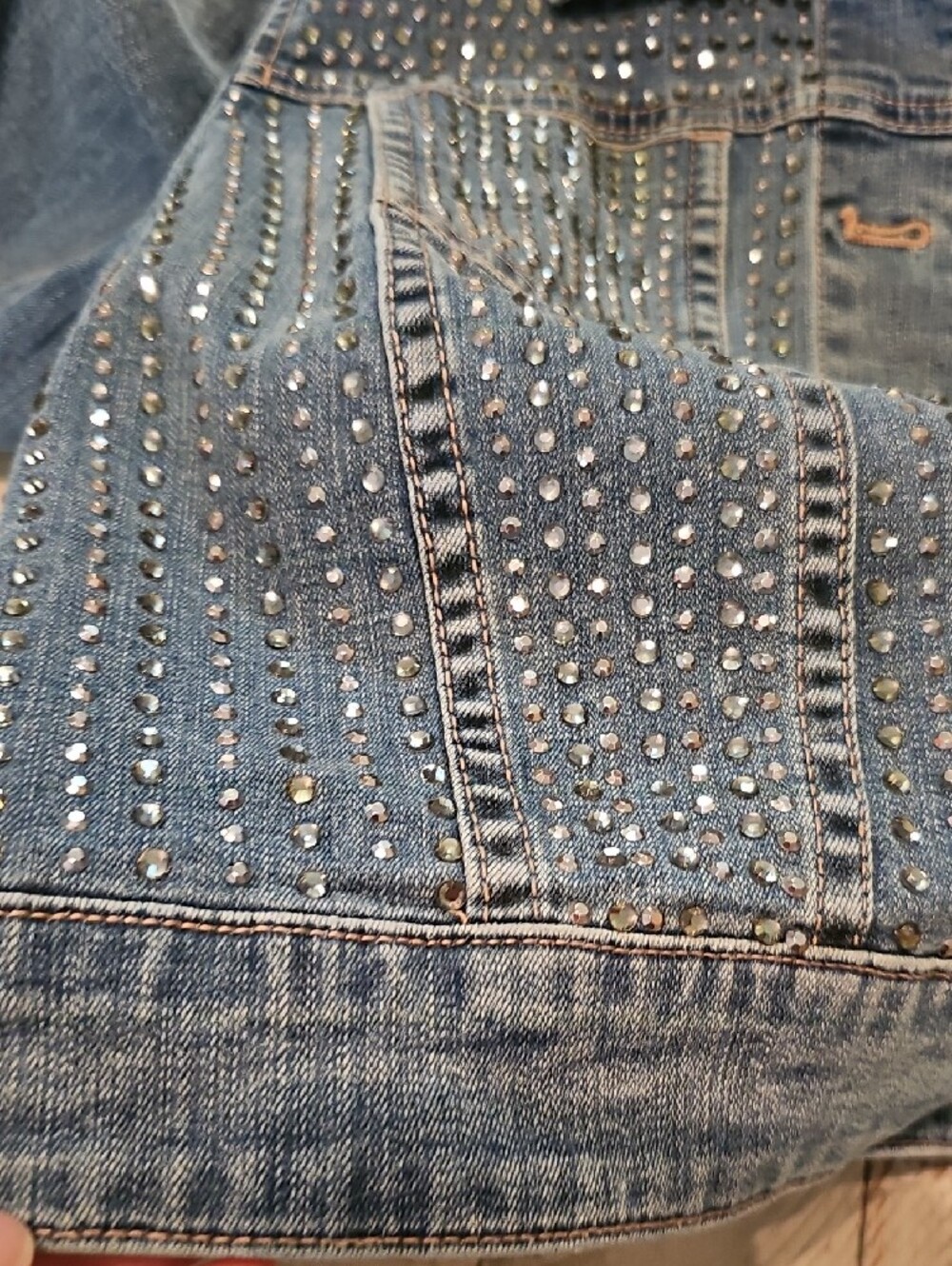 Chico's Platinum Blue Studded Denim Jacket - Picture 7 of 14